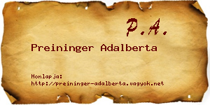 Preininger Adalberta névjegykártya